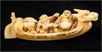 Antique Carved Ivory Signed Figural Piece