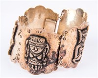 Jewelry Sterling Silver Mayan Style Link Bracelet