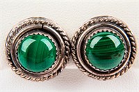 Jewelry Sterling Silver Pierced Malachite Earrings