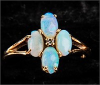 Jewelry 10kt Yellow Gold Opal Diamond Ring