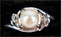 Jewelry 10kt White Gold Pearl Cocktail Ring