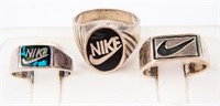 Jewelry Lot of 3 Sterling Silver Nike Rings