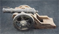 8" Wood & Metal Old War Wheeled Cannon