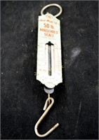 Vintage O T 50 Pounds Small Hanging Scale