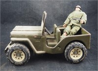 50's Tonka Hr 101 Mp Soldier & Metal Jeep Toy