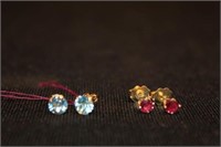 2pr 14kt yellow gold Ladies Stud Earrings (1) w/
