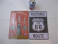 Deux plaques Route 66 en metal