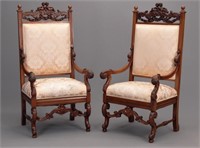 Pair Carved Armchairs