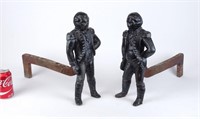 Pair Cast Iron George Washington Andirons