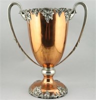 Vintage Copper Trophy Vase. Grapes