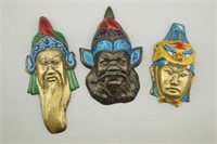 3 Chinese Enameled Metal Masks