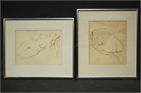 2 Female Nude Studies by Roski