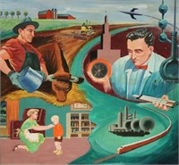1950s Painting of the Sciences & Agriculture