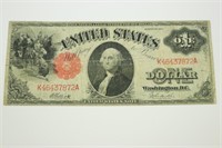 1917 $1 Bill. Red Seal. Large US Currency