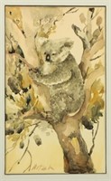 1920s Koala Bear Watercolor. Signed