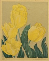 Melville Vaughn Milbourn "Tulips" Woodcut