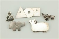 Sterling Silver Pin Lots Elephant Ram Moderne