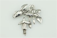 Art Nouveau Silver Floral Pin