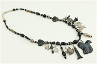 Silver & Black Animals Assemblage Necklace