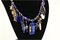 Cobalt Glass Cloisonne & More Blue Stuff Necklace