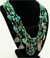 Silver Turquoise & More Assemblage Necklace