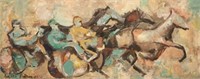 60s Impressionistic Sulky Racers Horses