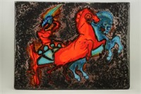 German Horses Tile by Ruscha
