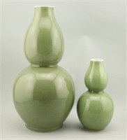 Pair of Celadon Double Gourd Vases