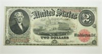 1917 $2 Bill. Red Seal. Large US Currency