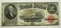 1917 $2 Bill. Red Seal. Large US Currency