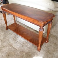 Carved Wood Sofa Table w/ 2- Shelves
