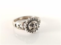 STERLING SILVER SUN AND STARS RING