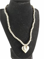 LARGE STERLING SILVER HEART NECKLACE