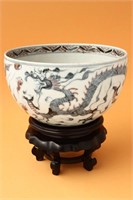 Good Chinese Blue and Iron Red Porcelain Bowl,