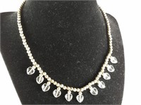 STERLING SILVER NECKLACE W CLEAR BEADS