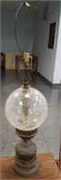 LARGE HEAVY CRACKLE GLASS LAMP