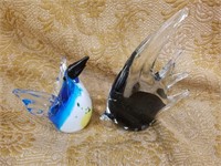 2PC MURANO ART GLASS SCULPTURES FISH AND BIRD