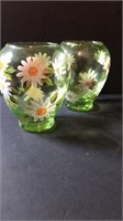 Beautiful vintage green daisy vases