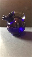 Stunning cobalt and clear glass pitcher