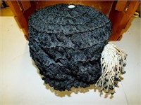 Ladies black hat woven stiff lace with tassel