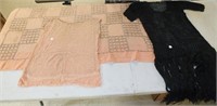 Black crochet dress, Silk beaded dress parts
