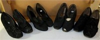 4 pair of black ladies shoes, 1940s