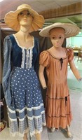 Dresses (2) & straw hats (3)