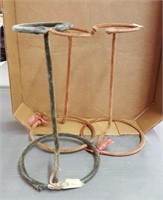 3 - Metal Velvet covered Hat Stands 9" tall