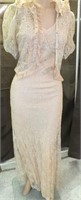 1940s Darned Net Dress, Jacket & under slip