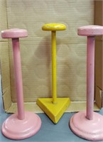 3 - Wood Hat Stands  10" tall