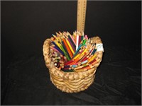 Wonderful Basket Full of Colored Pencils