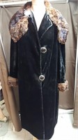 1918 black Shearling coat & printed satin lining