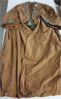 Brown large coat, brocade trim, raglan sleeves