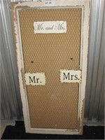 Lovely Mr. & Mrs. Off White Chicken Wire Board